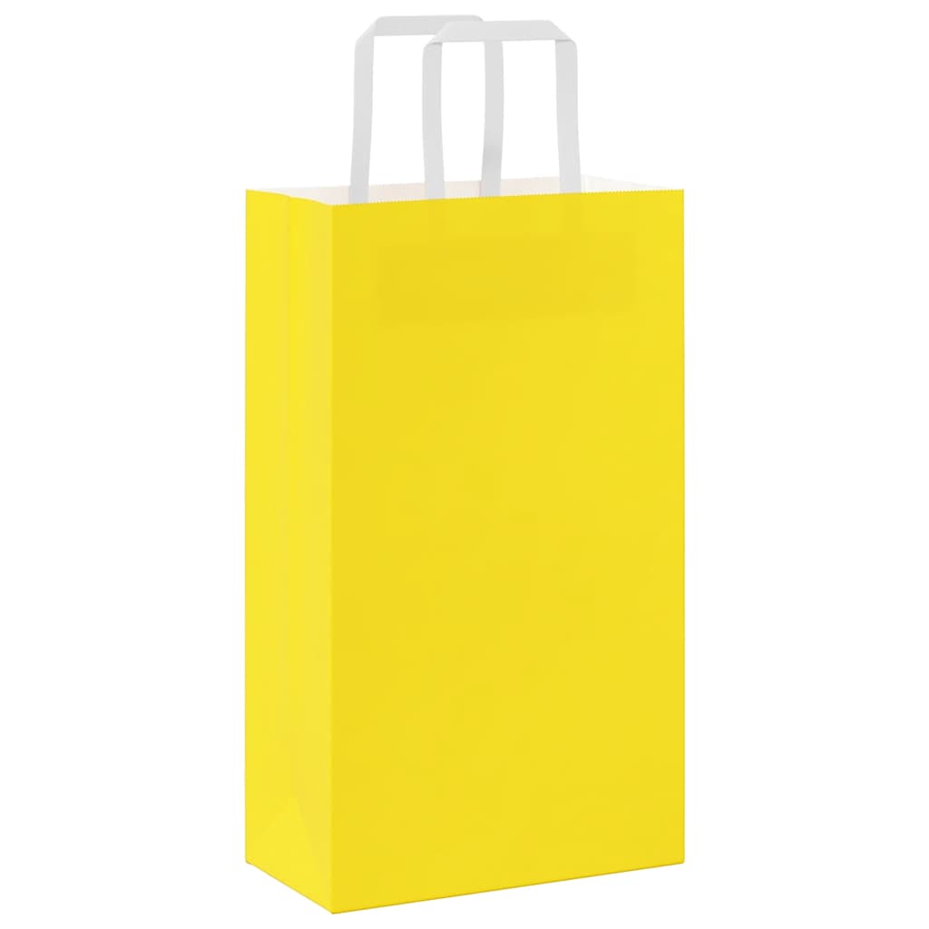 HKH Sacos de Papel 50 Unidades com Alças - Amarelo - 21x11x36 cm