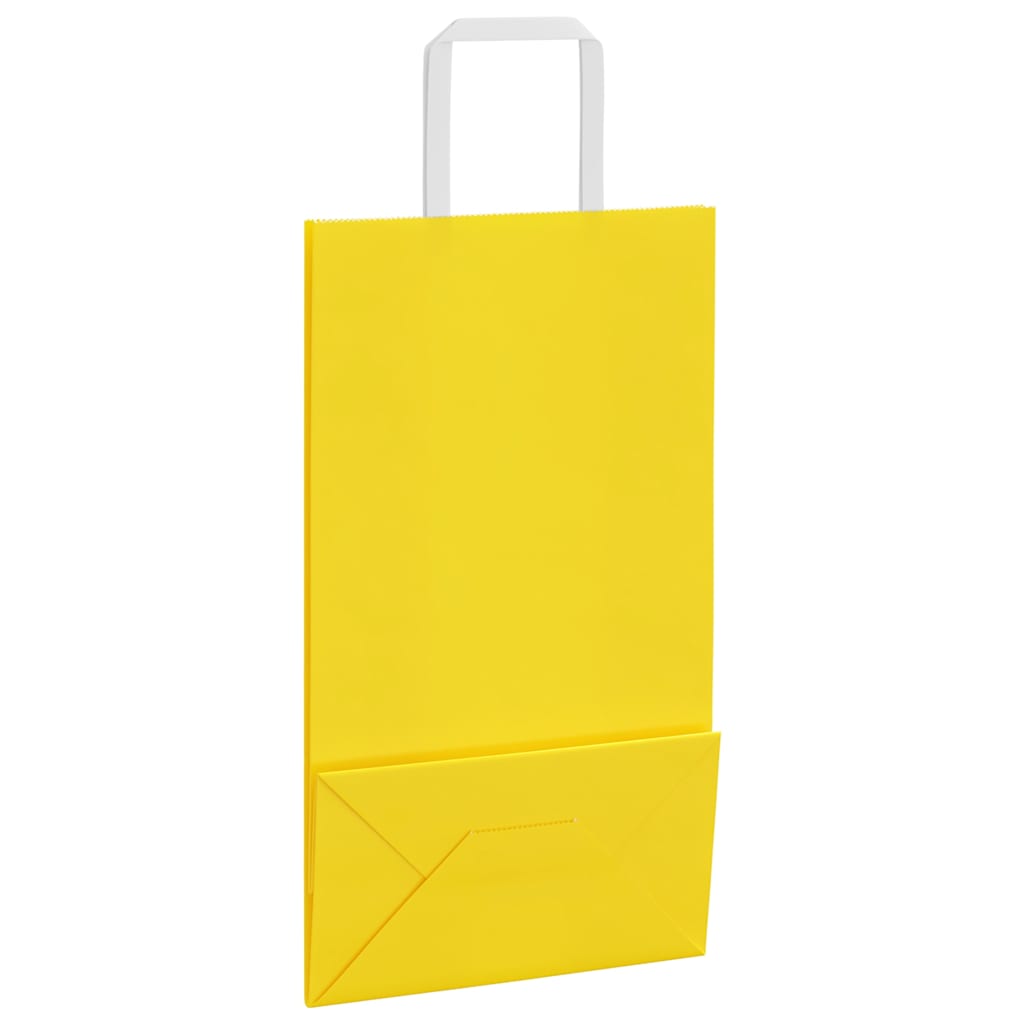 HKH Sacos de Papel 50 Unidades com Alças - Amarelo - 21x11x36 cm