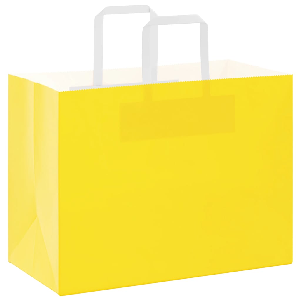 HKH Sacos de Papel 50 Unidades com Alças - Amarelo - 32x17x25 cm