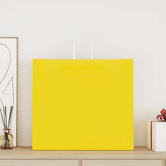 HKH Sacos de Papel 50 Unidades com Alças - Amarelo - 54x15x49 cm