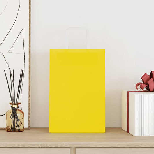HKH Sacos de Papel 250 Unidades com Alças - Amarelo - 21x11x31 cm