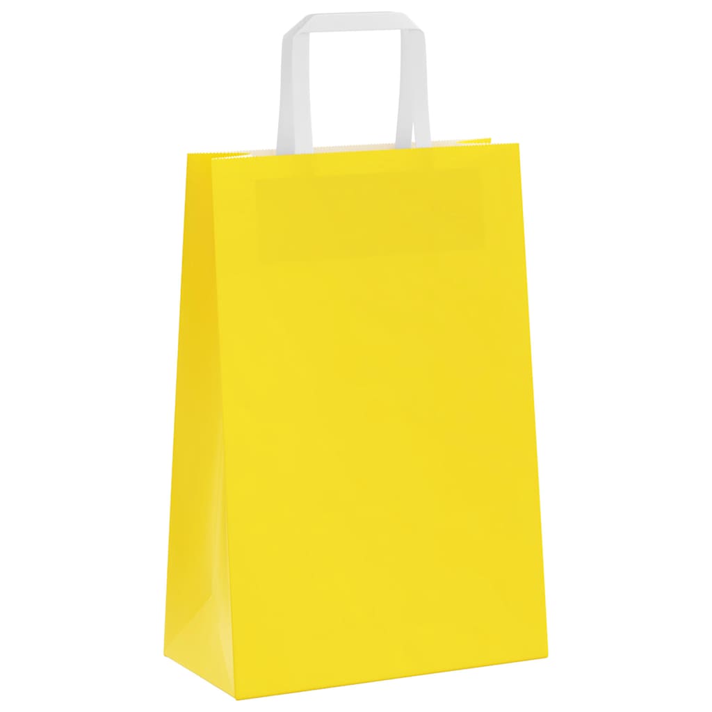 HKH Sacos de Papel 250 Unidades com Alças - Amarelo - 21x11x31 cm