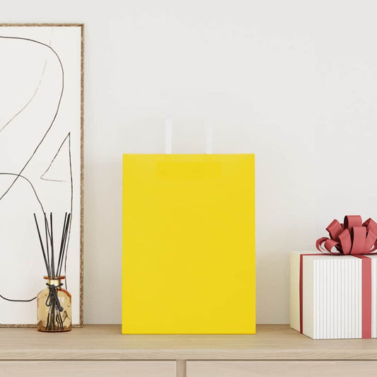 HKH Sacos de Papel 250 pcs com pegas - Amarelo - 26x12x35 cm