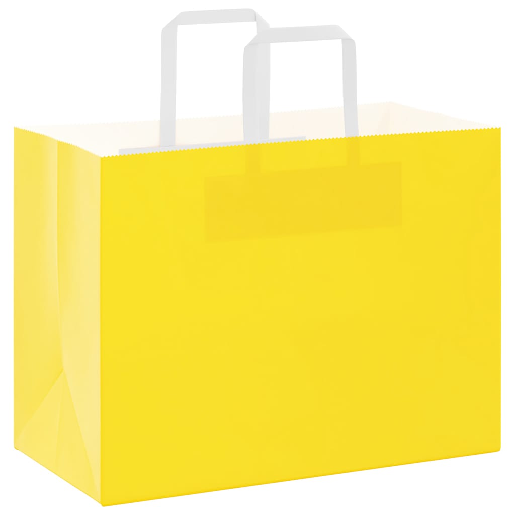 HKH Sacos de Papel 250 Unidades com Alças - Amarelo - 32x17x25 cm