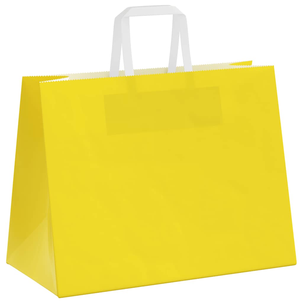 HKH Sacos de Papel 250 Unidades com Alças - Amarelo - 32x17x25 cm
