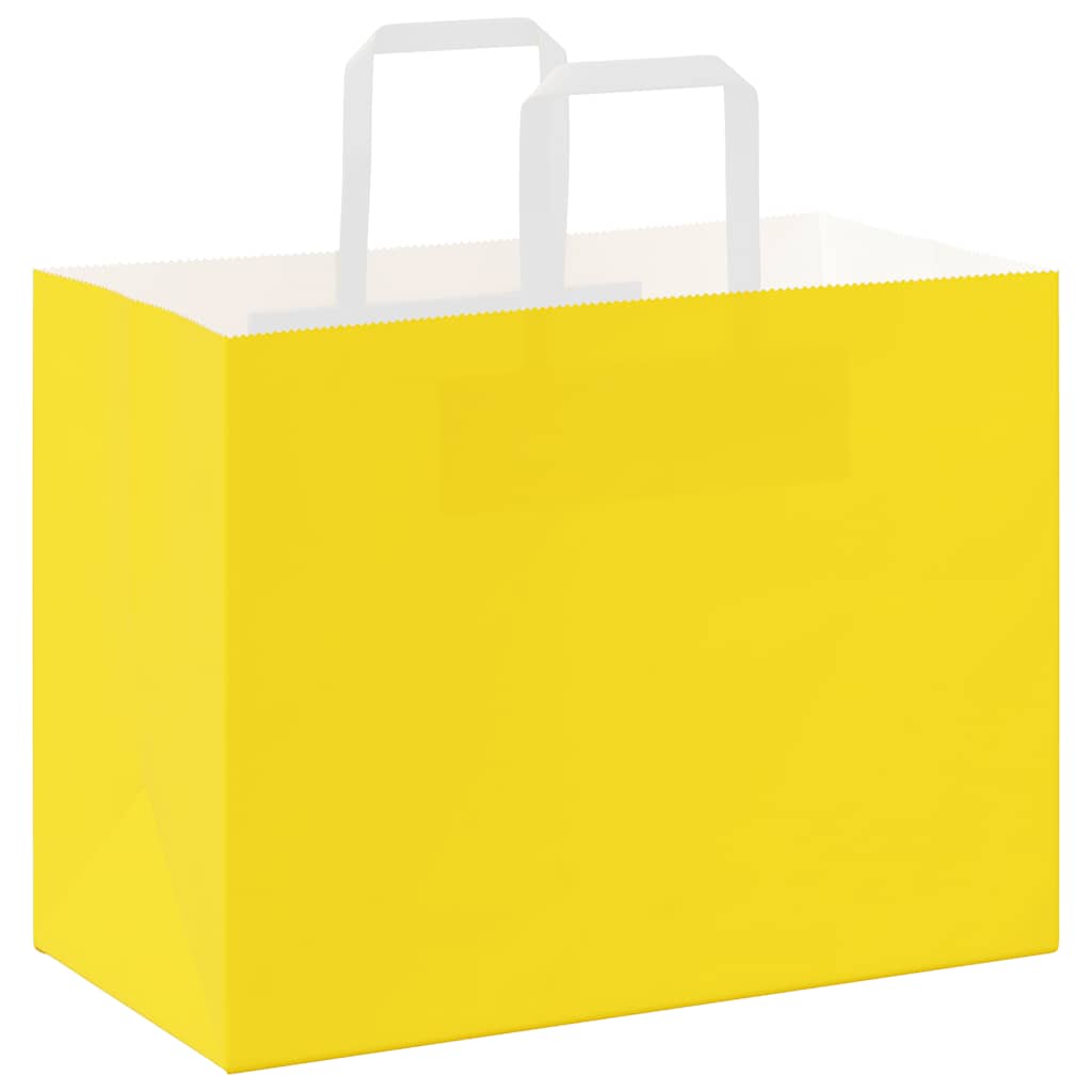 HKH Sacos de Papel 250 Unidades com Alças - Amarelo - 32x17x25 cm