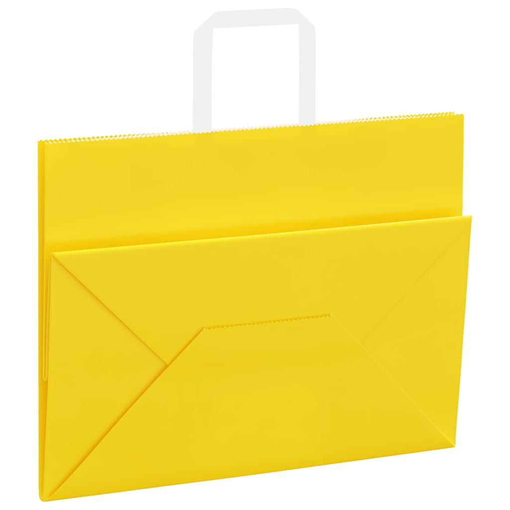 HKH Sacos de Papel 250 Unidades com Alças - Amarelo - 32x17x25 cm