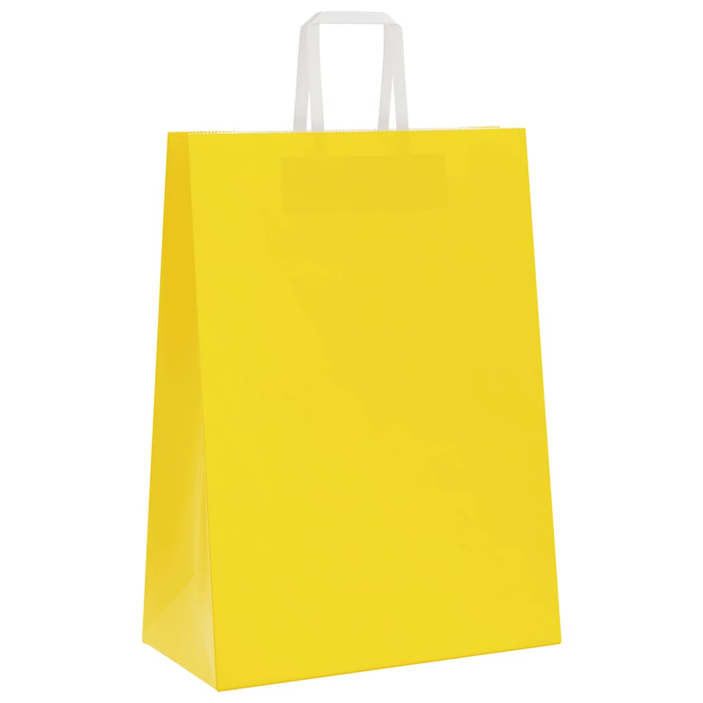 HKH Sacos de Papel 250 Unidades com Alças - Amarelo - 32x17x44 cm