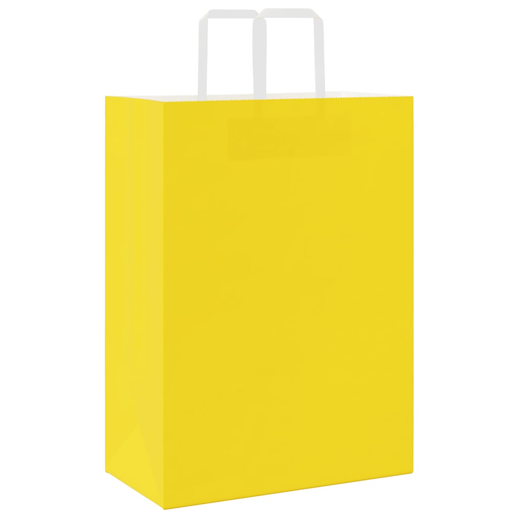 HKH Sacos de Papel 250 Unidades com Alças - Amarelo - 32x17x44 cm