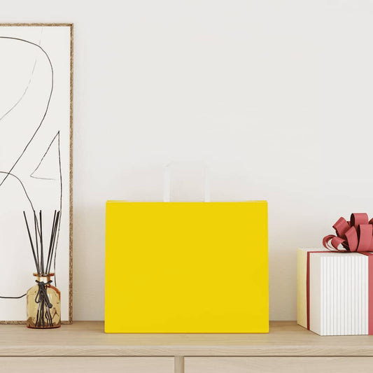 HKH Sacos de Papel 250 Unidades com Alças - Amarelo - 32x22x24 cm
