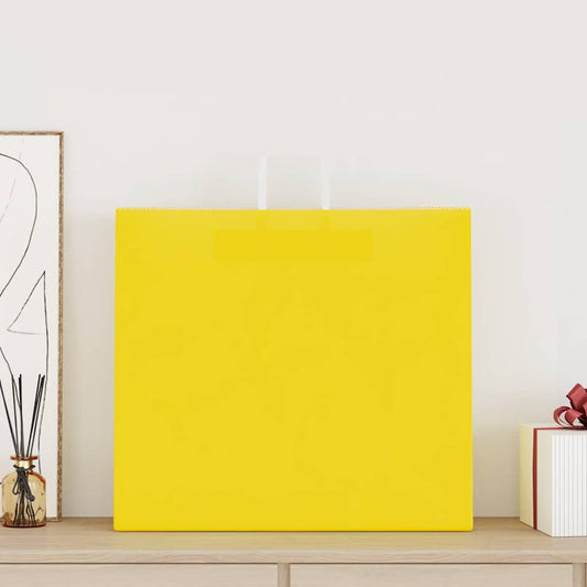 HKH Sacos de Papel 250 Unidades com Alças - Amarelo - 54x15x49 cm