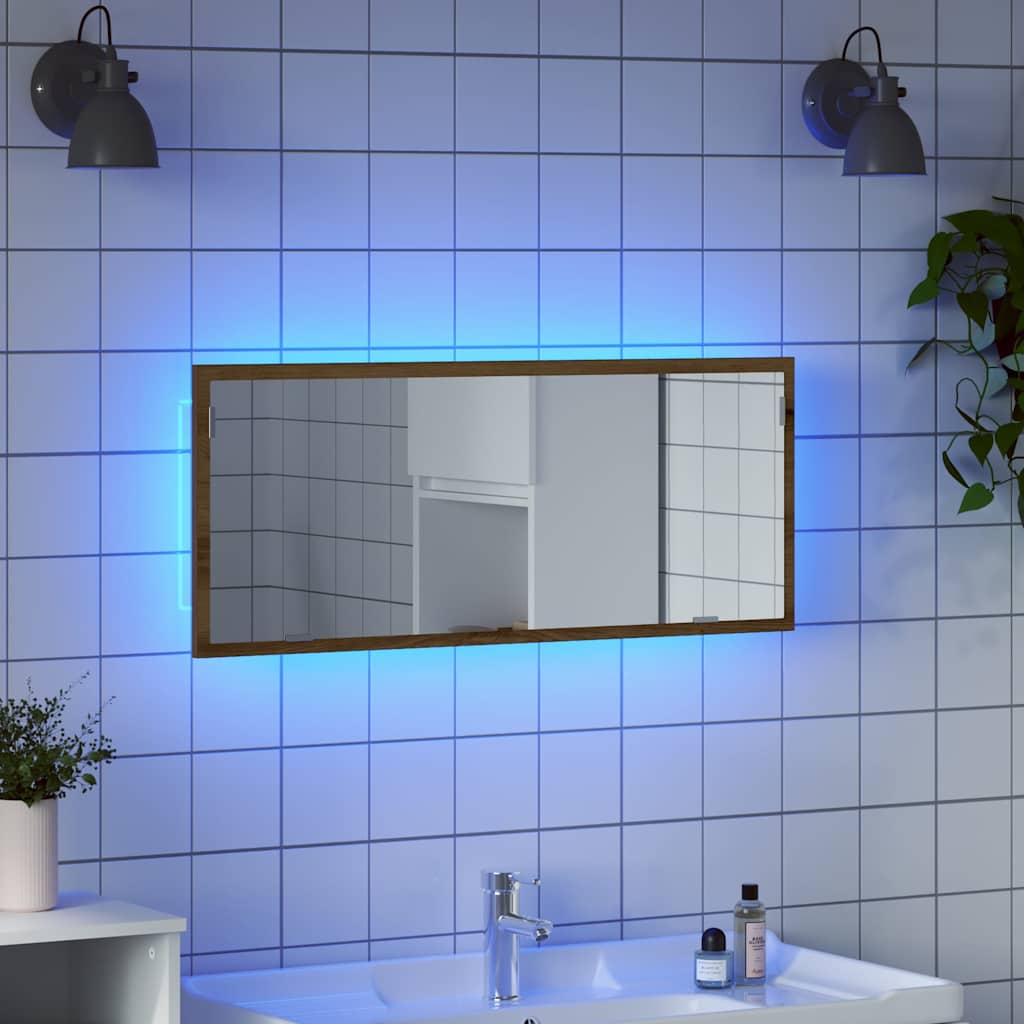 HKH Espejo de Baño C/ LED en Roble Artesano