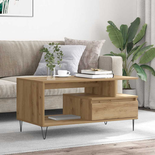 HKH Mesa de centro en derivados de madera Roble artesano
