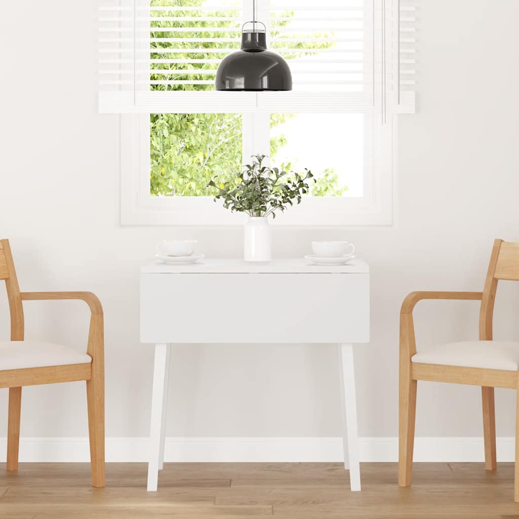 HKH Mesa de Comedor Madera Maciza de Caucho - Blanco