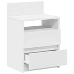 HKH Conjunto de 2 Mesas de Cabeceira com 2 Gavetas - Branco