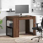 HKH Secretária com Gaveta e Prateleira em Derivados de Madeira - Castanho