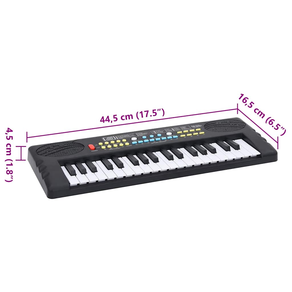 HKH Piano Elétrico para Crianças com Teclado de 37 Teclas e Microfone