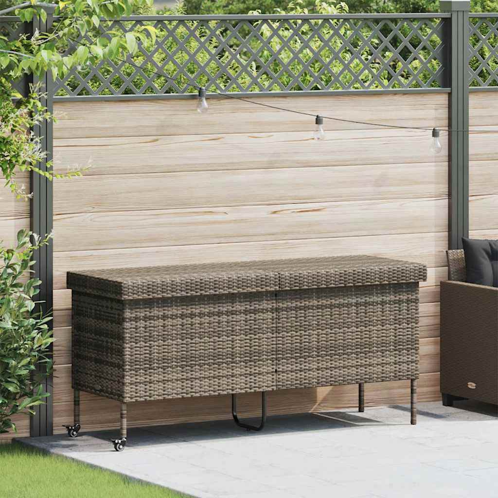 HKH Caja de Almacenamiento con Ruedas Mimbre PE - Gris