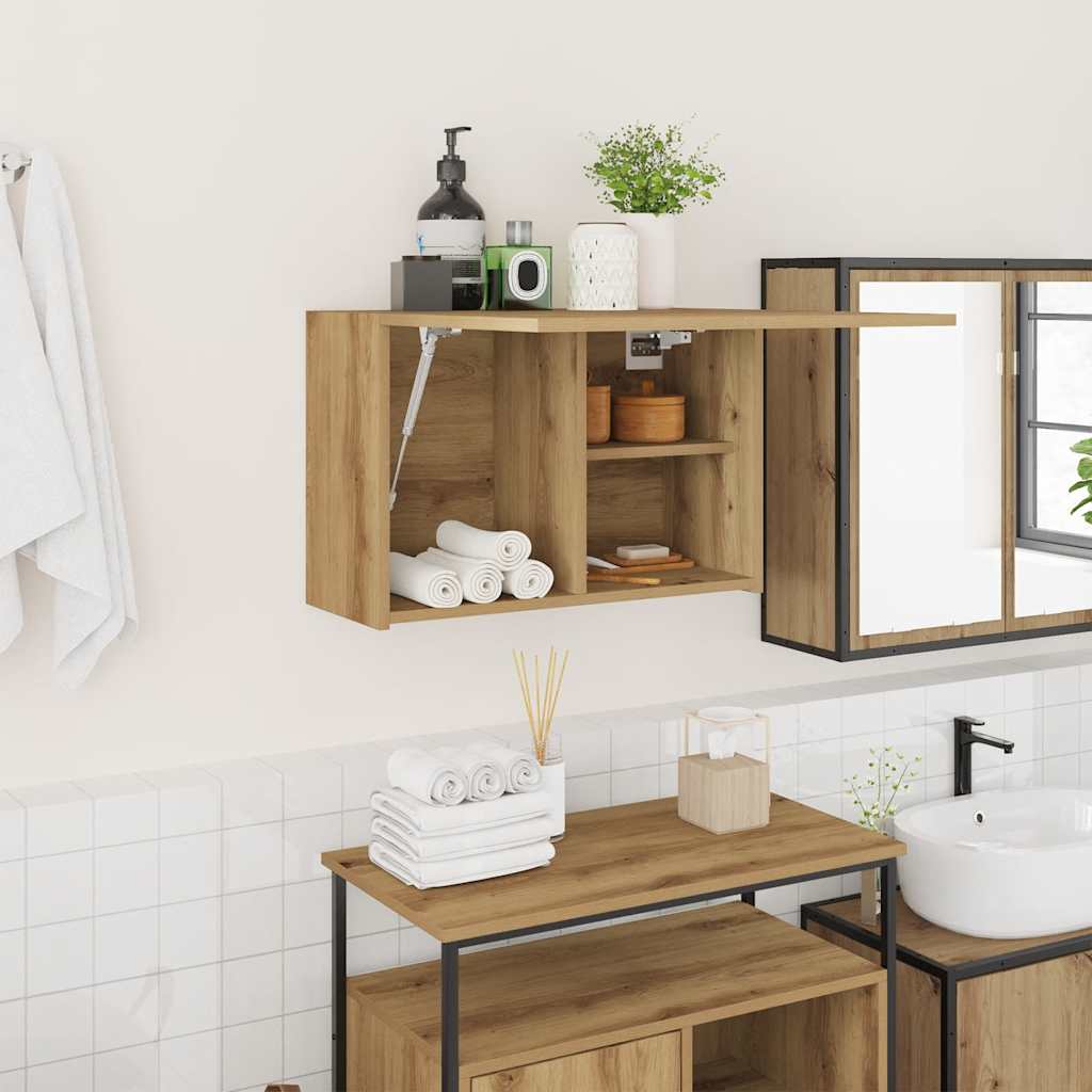 HKH Armario de Pared para Baño en Roble Artesanal