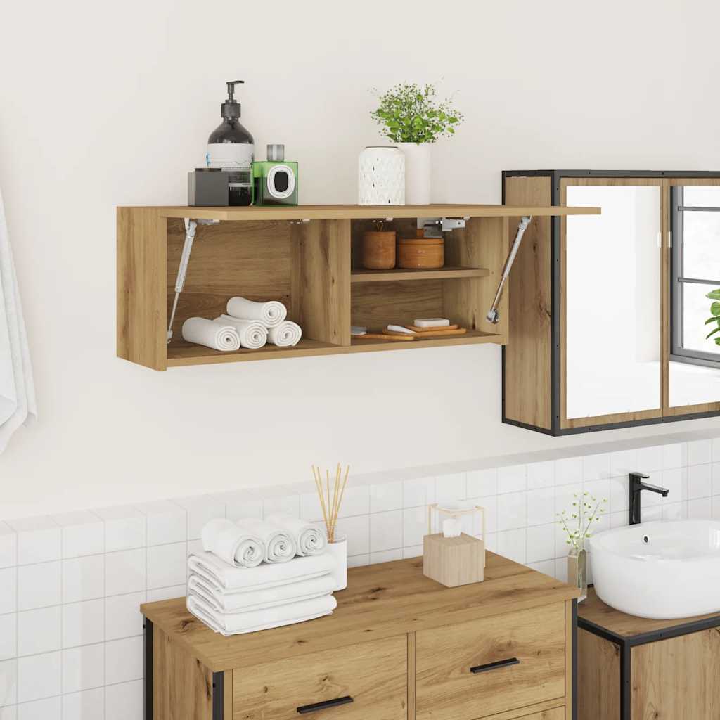HKH Armario de Pared para Baño en Roble Artesanal