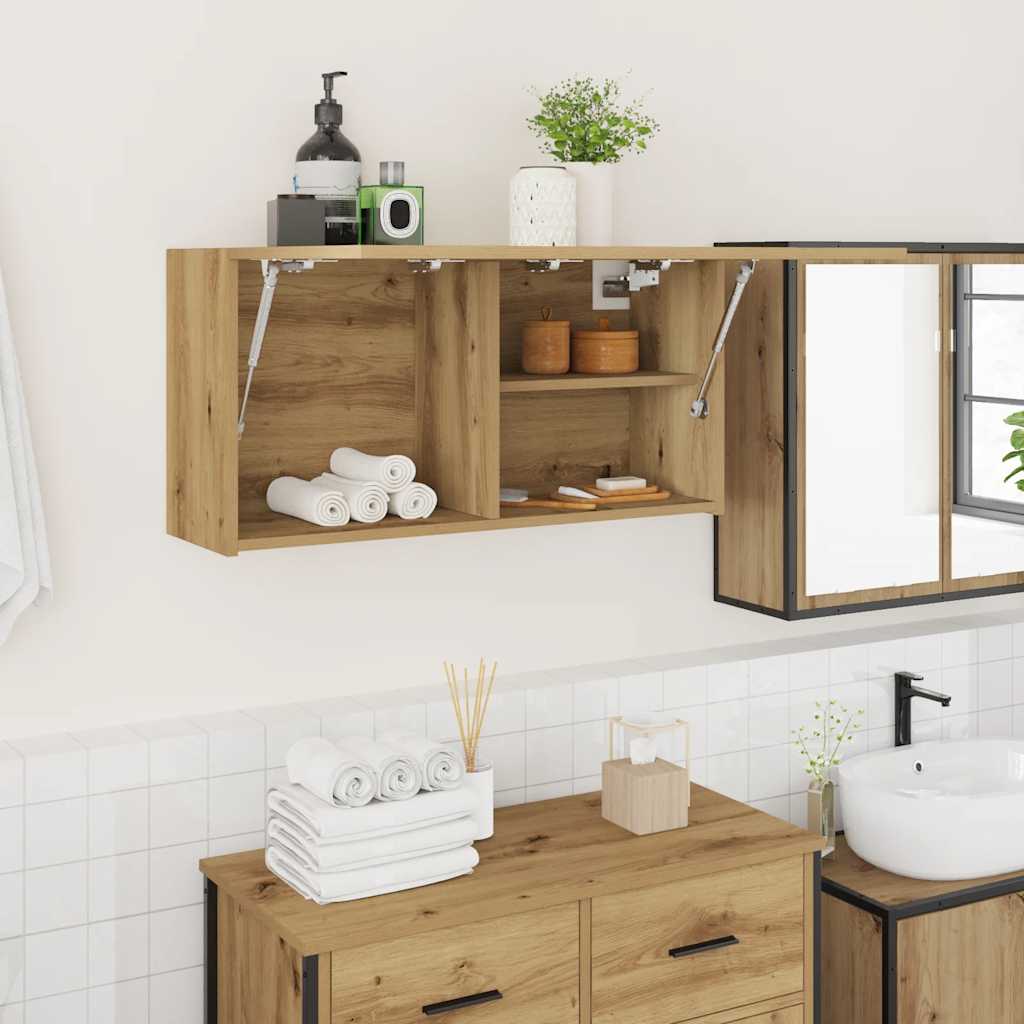 HKH Armario de Pared para Baño en Roble Artesanal