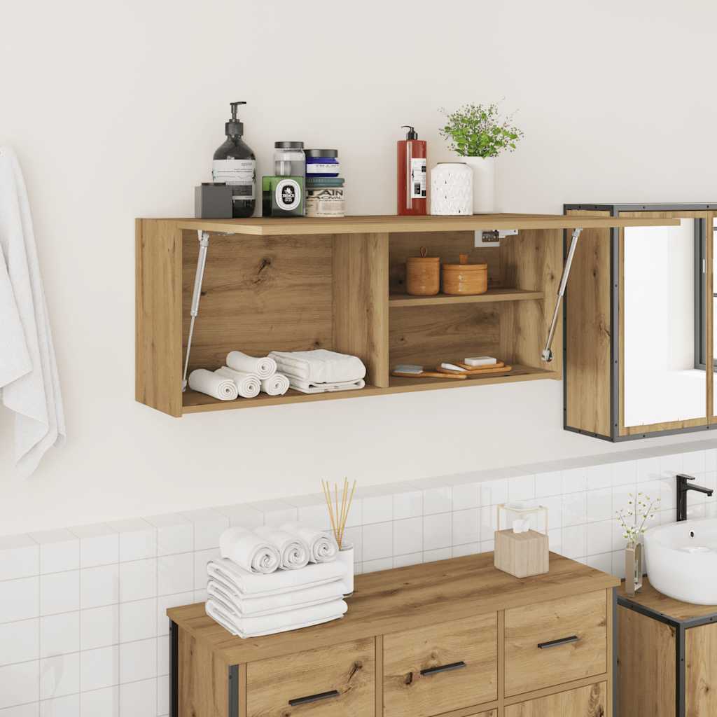 HKH Armario de Pared para Baño en Roble Artesanal