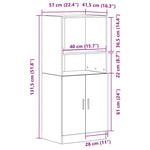 HKH Armario de Cocina - 57x41,5x131,5 Cm - Negro