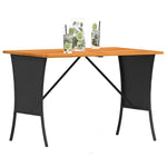 Mesa de jardín HKH con tapa de acacia de 105x75x72 cm mimbre PE - Negro