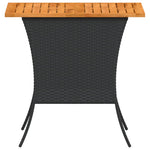 Mesa de jardín HKH con tapa de acacia de 105x75x72 cm mimbre PE - Negro