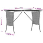 Mesa de jardín HKH con tapa de acacia de 105x75x72 cm mimbre PE - Negro