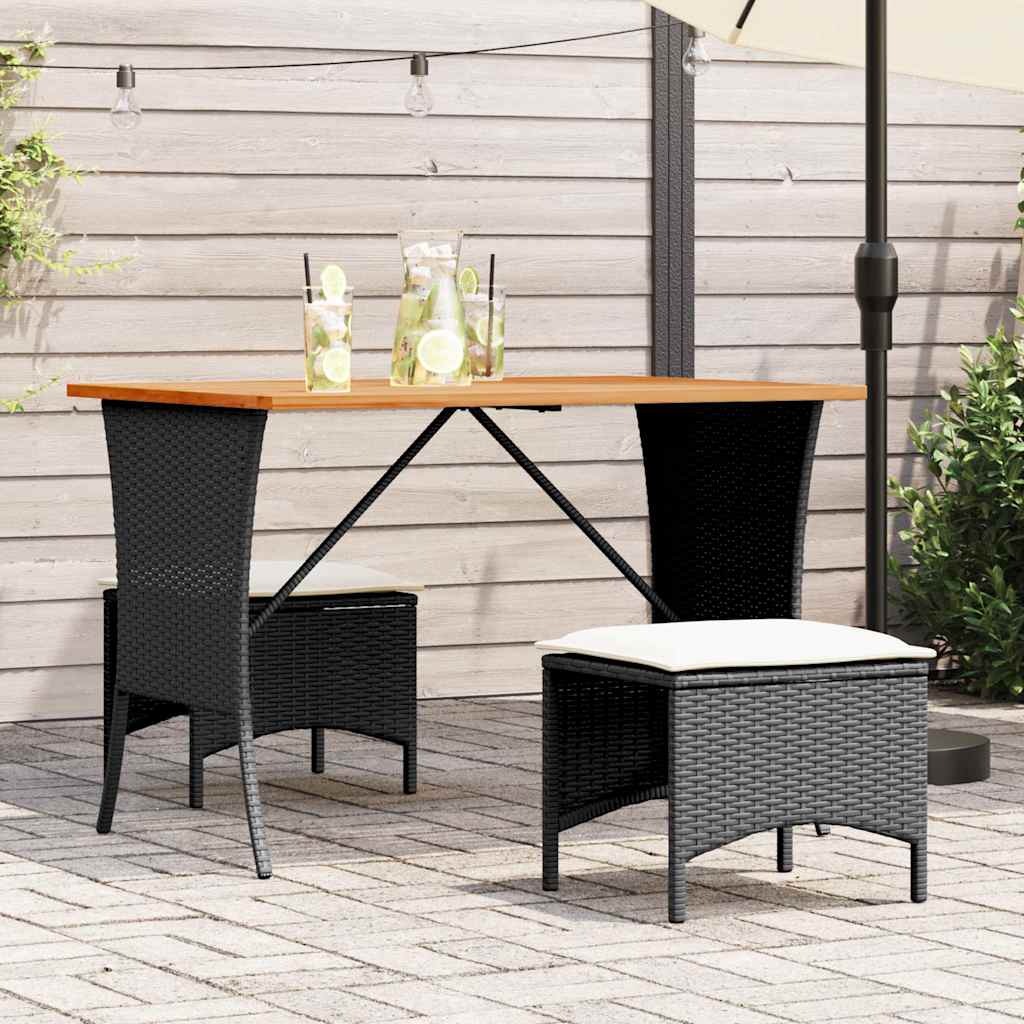 HKH Mesa de Jardim com Tampo em Acácia 105x75x72 Cm Vime Pe - Preto