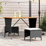 Mesa de jardín HKH con tapa de acacia de 105x75x72 cm mimbre PE - Negro