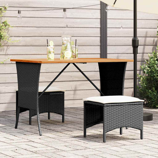 HKH Mesa de Jardim com Tampo em Acácia 105x75x72 Cm Vime Pe - Preto
