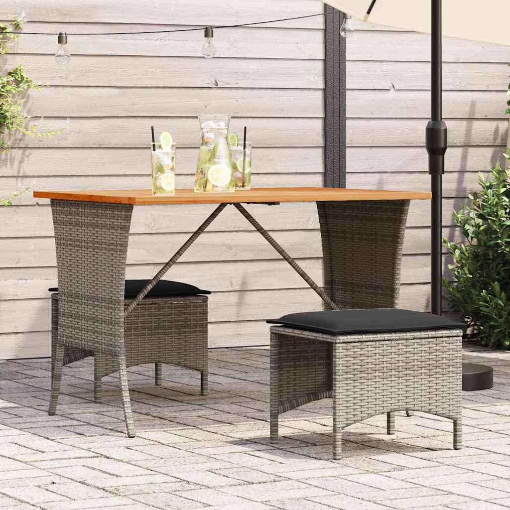 HKH Mesa de Jardim com Tampo em Acácia 105x75x72 Cm Vime Pe Cinza - Cinzento