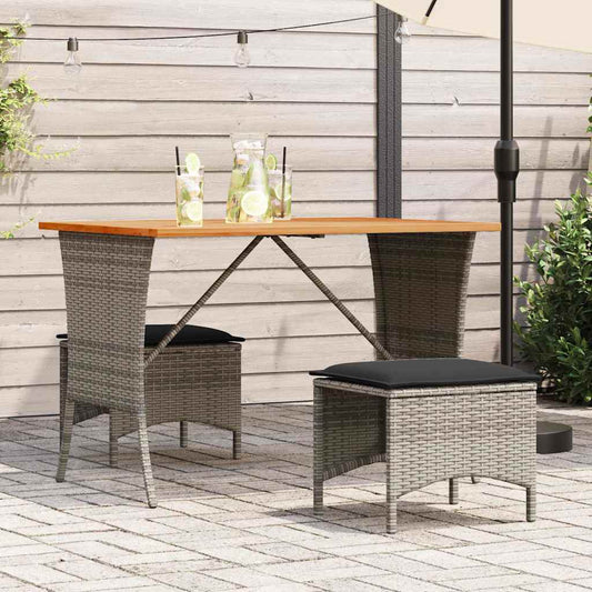 HKH Mesa de Jardim com Tampo em Acácia 105x75x72 Cm Vime Pe Cinza - Cinzento