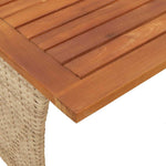 HKH Mesa de Jardim com Tampo em Acácia 105x75x72 Cm Vime Pe - Bege
