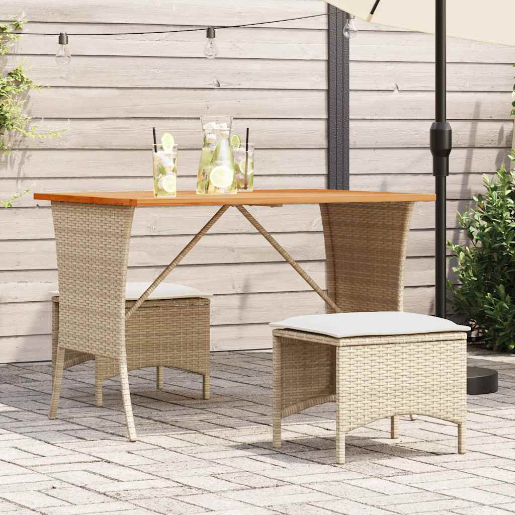 HKH Mesa de Jardim com Tampo em Acácia 105x75x72 Cm Vime Pe - Bege