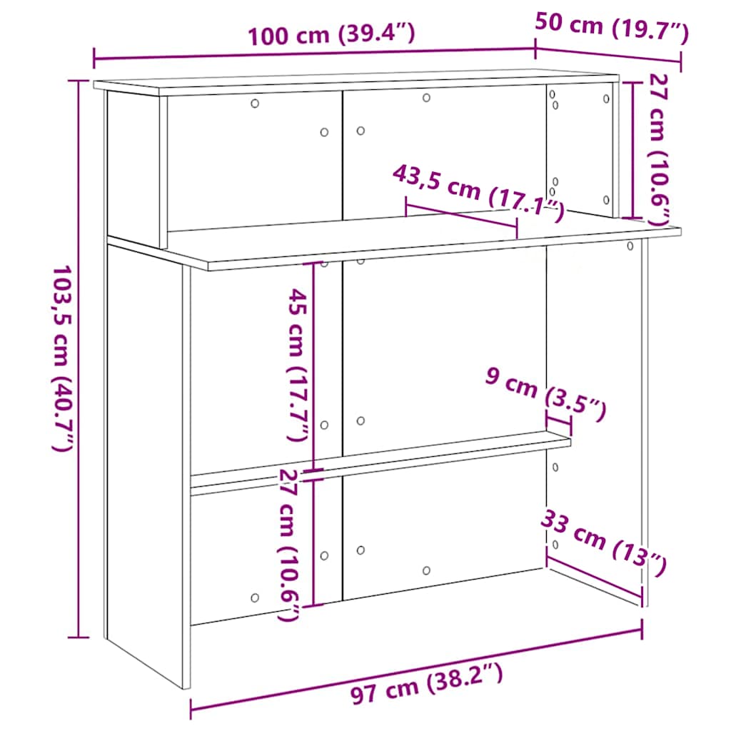 Mostrador de Recepción HKH de 5 cm de Deriv. Madera en Madera Roble Sonoma