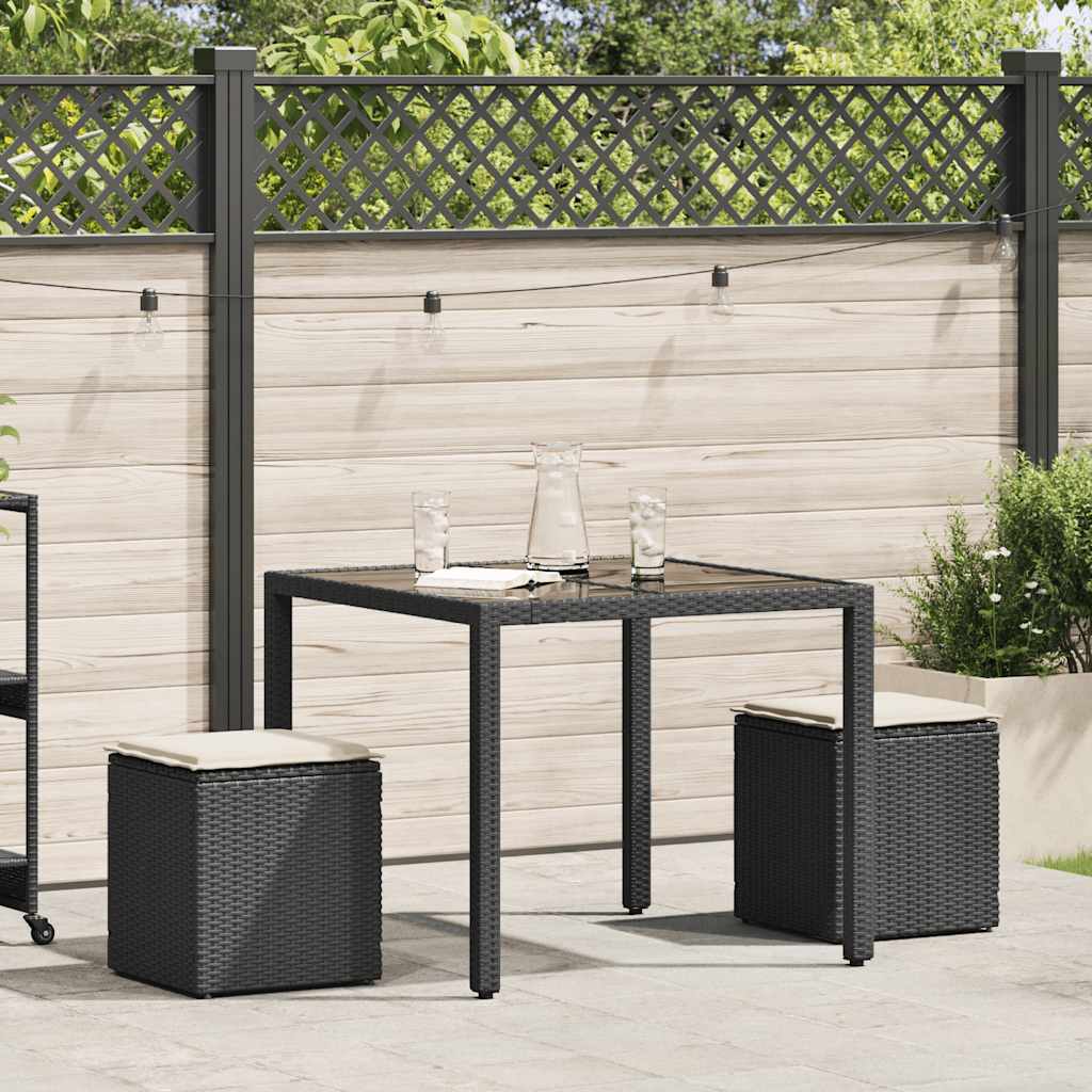 HKH Bancos de Jardim com Almofadas 2 Unid 40x40x43 Cm Vime Pe - Preto