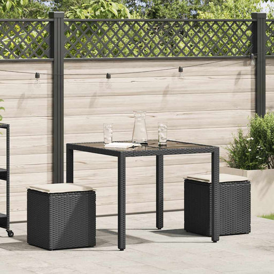HKH Bancos de Jardim com Almofadas 2 Unid 40x40x43 Cm Vime Pe - Preto