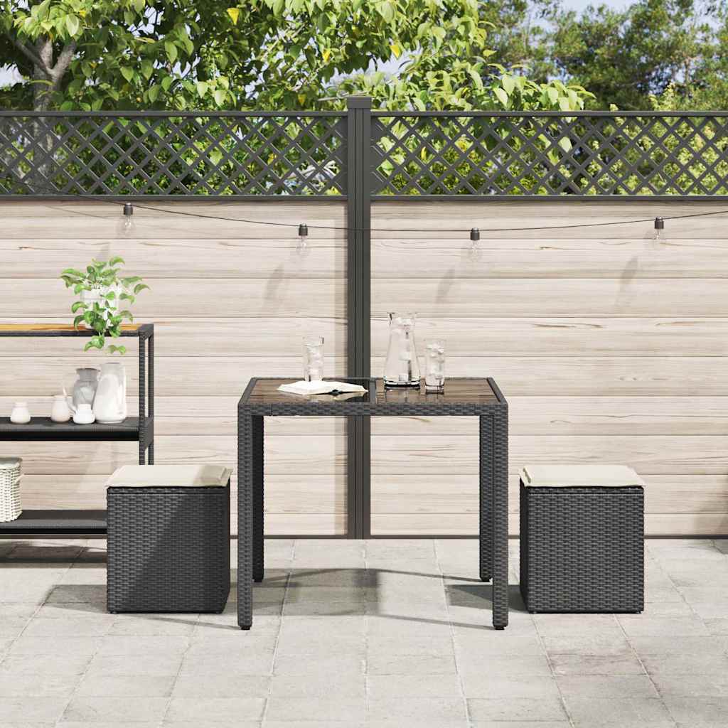 HKH Bancos de Jardim com Almofadas 2 Unid 40x40x43 Cm Vime Pe - Preto