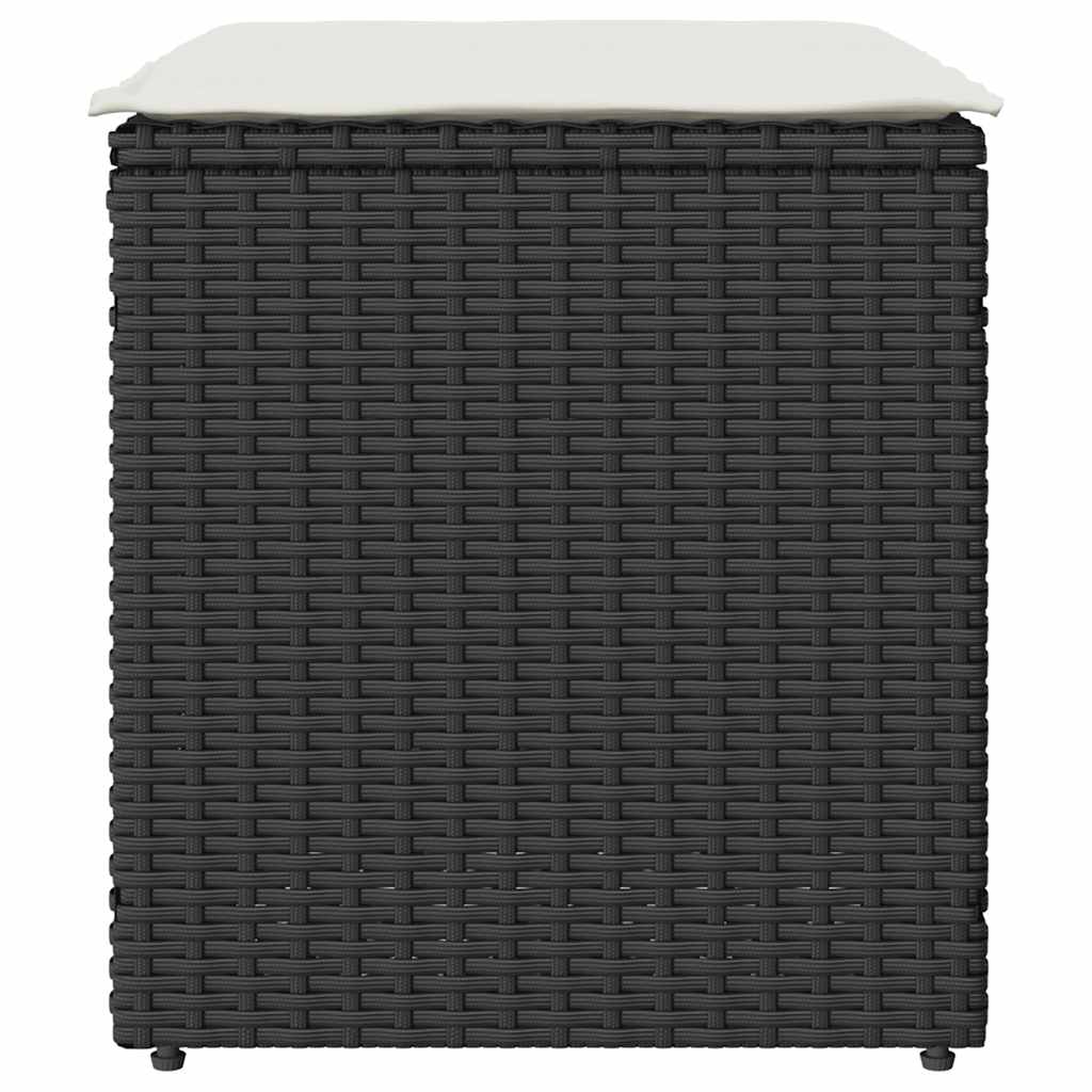 HKH Bancos de Jardim com Almofadas 2 Unid 40x40x43 Cm Vime Pe - Preto