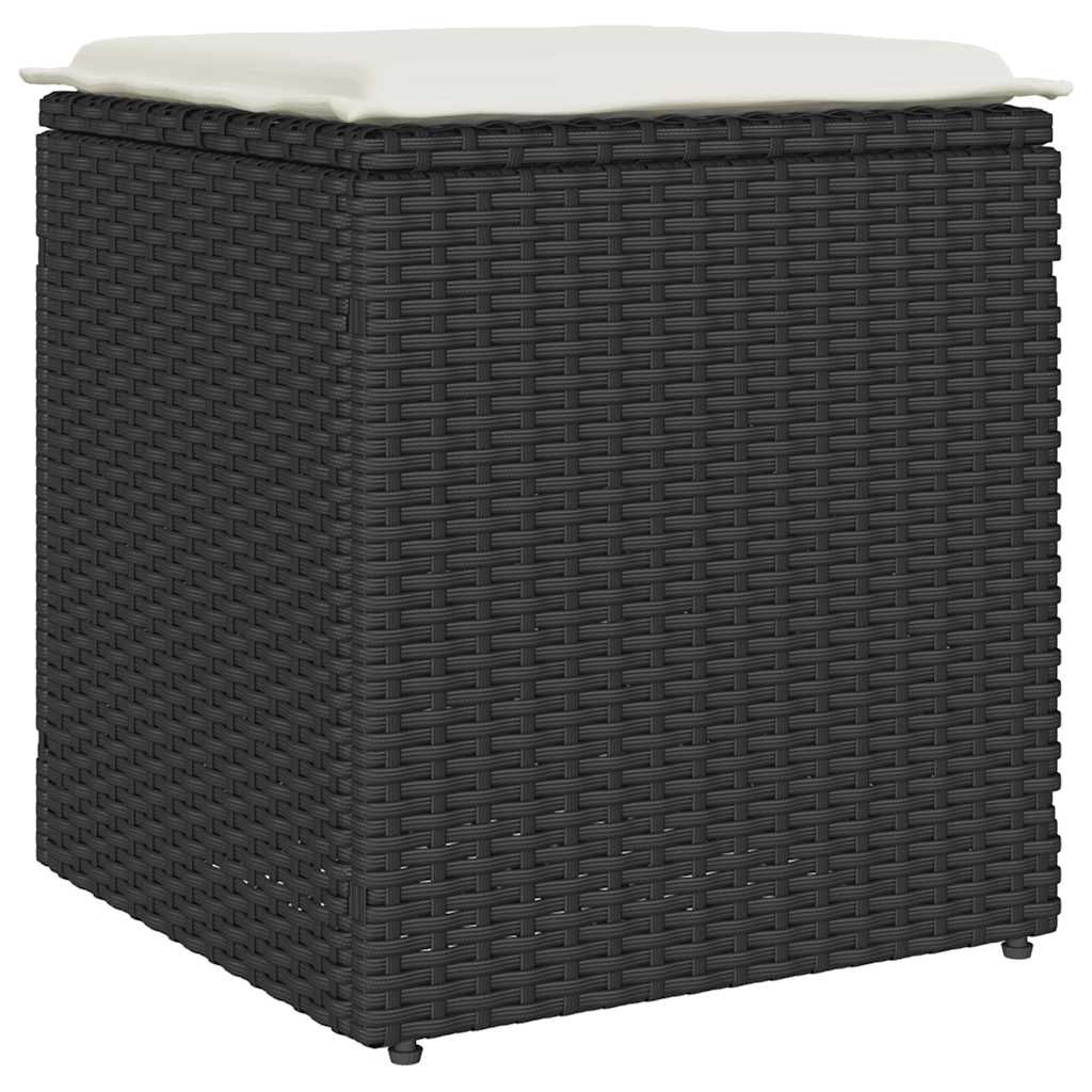 HKH Bancos de Jardim com Almofadas 2 Unid 40x40x43 Cm Vime Pe - Preto