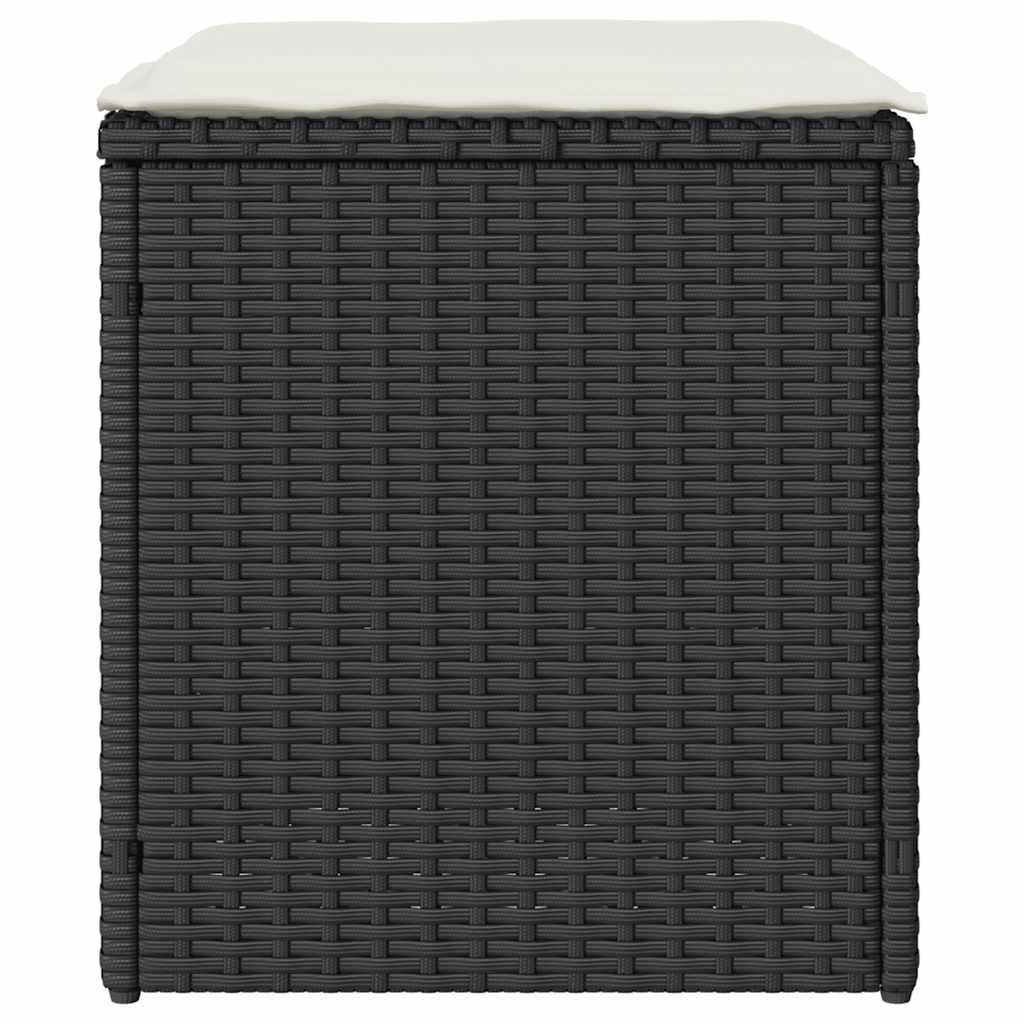 HKH Bancos de Jardim com Almofadas 2 Unid 40x40x43 Cm Vime Pe - Preto