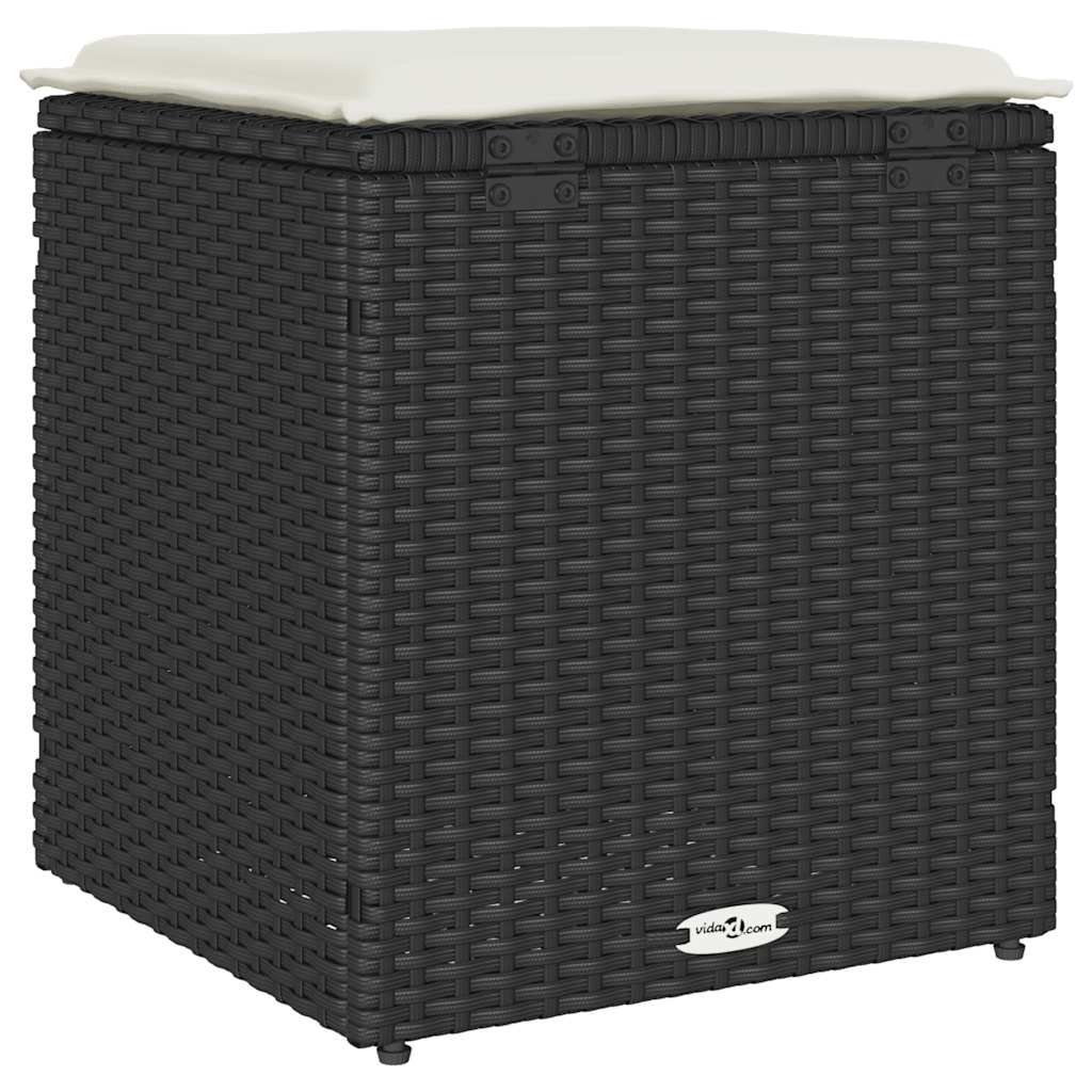 HKH Bancos de Jardim com Almofadas 2 Unid 40x40x43 Cm Vime Pe - Preto
