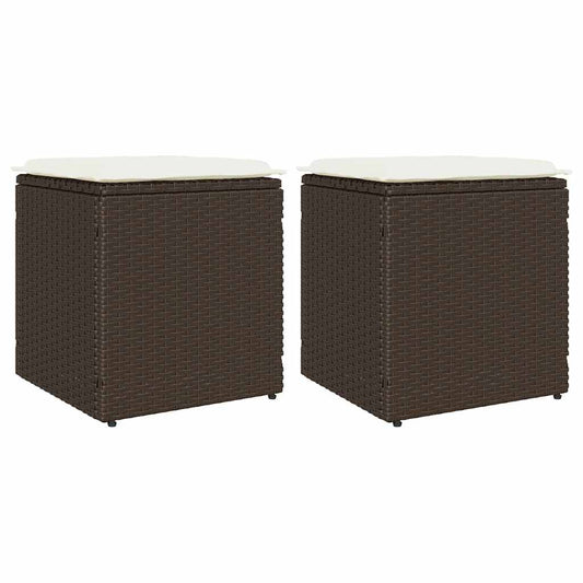 HKH Bancos Jardim com Almofadas 2 Unid 40x40x43 Cm Vime Pe Castanho - Marrom