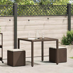 HKH Bancos de jardín con cojines 2 Uds 40x40x43 Cm Ratán Pie Marrón - Marrón