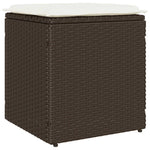 HKH Bancos de jardín con cojines 2 Uds 40x40x43 Cm Ratán Pie Marrón - Marrón