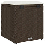 HKH Bancos de jardín con cojines 2 Uds 40x40x43 Cm Ratán Pie Marrón - Marrón