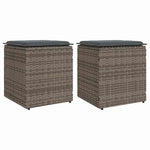 HKH Bancos Jardim com Almofadas 2 Unid 40x40x43 Cm Vime Pe - Cinzento
